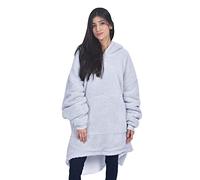 Sleepdown Womens Ladies Glitter Fleece Double Layer Blanket Hoodie Warm Soft Cosy Loungewear - One Size - Light Grey