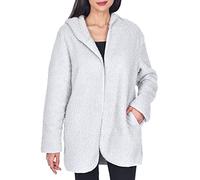 Sleepdown Womens Ladies House Coat Bath Robe With Hood Plain Borg Warm Cosy Dressing Gown Loungewear - M/L - Light Grey