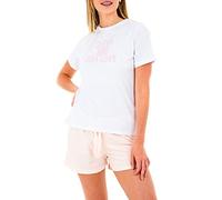 Sleepdown Womens Ladies Pyjamas Set Comfy Soft Sleep And Self Love 2 Piece Loungewear Nightwear Sleepwear Short Sleeve Top & Bottoms Shorts PJs Pajamas (L, White Pink)