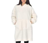 Sleepdown Womens Ladies Single Layer Borg Blanket Hoodie Warm Soft Cosy Loungewear - One Size - Cream