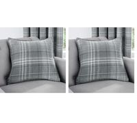 Sleepdown Woven Brushed Check Filled Cushion 45cm x 45cm Grey, 5056242840930 (Pack of 2)