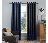Sleepdown Woven Tonal Fleck Eyelet Blackout Curtains Thermal Insulated for Bedroom and Living Room 46 x 72 Inch Navy 2 Panels