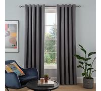 Sleepdown Woven Tonal Fleck Eyelet Blackout Curtains Thermal Insulated for Bedroom and Living Room 90 x 90 Inch Charcoal 2 Panels