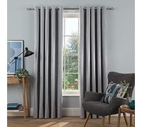 Sleepdown Woven Tonal Fleck Eyelet Blackout Curtains Thermal Insulated for Bedroom and Living Room 90 x 90 Inch Silver 2 Panels