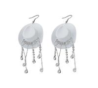Sleeper Earrings For Women 2023 New Jewelry Shiny Tassel Pink Cowboy Hat Earrings Western Cowboy Style Multicolor White Elephant Gift Cute (1 Pair) Stud Earring (C, One Size)