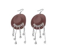 Sleeper Earrings For Women 2023 New Jewelry Shiny Tassel Pink Cowboy Hat Earrings Western Cowboy Style Multicolor White Elephant Gift Cute (1 Pair) Stud Earring (D, One Size)