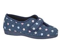 Sleeperd LS182 MATILA V front Touch Fasten Floral Embroidered Slipper (Navy, UK Footwear Size System, Adult, Women, Numeric, Medium, 6)