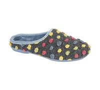 Sleepers Amy Ladies Spotted Knit Mule Slippers Blue UK 6