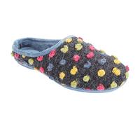 Sleepers Amy Spotted Knit Mule Slippers - Plush Velour Lining, Blue/Multi, Size 8 UK