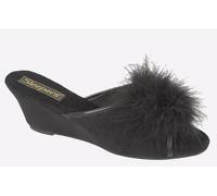 Sleepers Anne Jewelled Rosette Boa Mule | Slippers | Black | UK Size 8