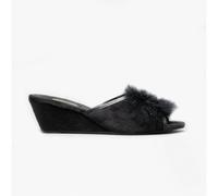 Sleepers ANNE Womens Wedge Mule Slippers Black - UK 8