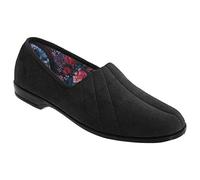 Sleepers Audrey III Roll Top Slippers - Velour Textile - Black, 3 UK