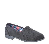 Sleepers Audrey V Roll Top Slippers - Black - 3 UK