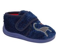 Sleepers Boys Diplodocus Dinosaur Touch Fastening Slippers Navy Blue 4 UK Child