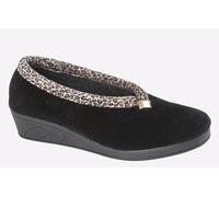 Sleepers Dawn Wedge Womens | Slippers | Black/Ocelot | UK Size 6