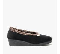 Sleepers DAWN Womens Velour Full Slippers Black/Ocelot - UK 8