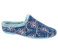 Sleepers ELOISE LS192 Ladies Lightweight Comfort Flower Stitch V Sided Cuff Mule Slipper