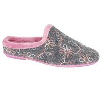 Sleepers ELOISE LS192 Ladies Lightweight Comfort Flower Stitch V Sided Cuff Mule Slipper