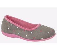 Sleepers Isla Memory Foam Slippers Womens | Slip On Shoes | Grey/Fuchsia | UK Size 4