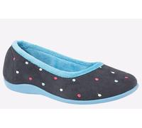 Sleepers Isla Memory Foam Slippers Womens | Slip On Shoes | Navy/Turquoise | UK Size 7