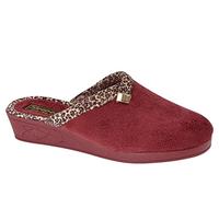 Sleepers Jackie Womens Wedge Slip On Mule Slippers with Knitted Lining and Rubber Sole Burgundy 4 UK