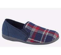 Sleepers Mens Jim Memory Foam Carpet Slippers Navy Check 9 UK