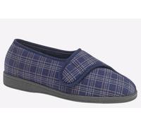 Sleepers Mens Julian II Touch Fastening Washable Memory Foam Wide Fit Slipper with Outdoor Sole Navy 11 UK