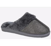 Sleepers Girls Juliet Faux Fur Lined Sparkle Glitter Mule Slippers Black 5 UK