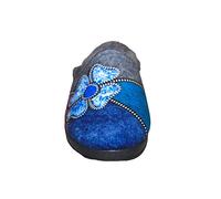 Sleepers Kimberly Womens Mule Slippers with Low Wedge Heel Grey/Purple/Blue 3 UK