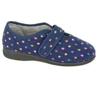 Sleepers MARY LS189C Navy Multi Spot Textile V Throat Slipper UK 7