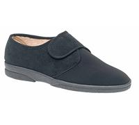 Sleepers Mens Arthur Superwide Touch Fastening Memory Foam Washable Stretch Slippers Black (EEEE Fitting) 6 UK