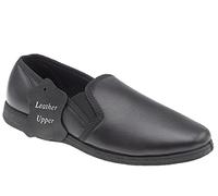 Sleepers Mens Hadley Slip On Gusset Genuine Leather Slippers with Rubber Sole Black 11 UK