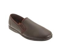Sleepers Mens Hadley Softie Leather Twin Gusset Slippers (11 UK) (Dark Brown)