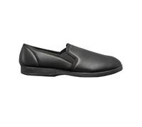 Sleepers Men's Hadley Softie Leather Twin Gusset Slippers in Black | Size: 11 Sleepers Black 11