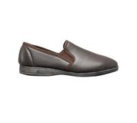 Sleepers Men's Hadley Softie Leather Twin Gusset Slippers in Dark Brown | Size: 6 Sleepers Dark Brown 6