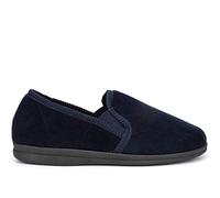 Sleepers Mens Wilson Memory Foam Carpet Slippers With Checked Textile Lining Navy 11 UK