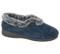 Sleepers Phoebe Ladies Navy Blue Faux Fur Cuff Slippers UK 3