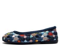 Sleepers Womens Samira Ballerina Slippers with Memory Foam Insole and Rubber Sole Blue 4 UK