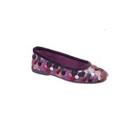 Sleepers SAMIRA Womens Polka Dot Velour Lined Ballet Slippers Purple/Multi - UK 5