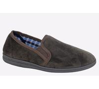Sleepers Mens Memory Foam Carpet Slippers with Checked Textile Lining Brown 7 UK