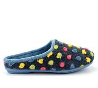 Sleepers Womens Amy Knitted Textile Memory Foam Mule Slippers Blue/Multi 9 UK