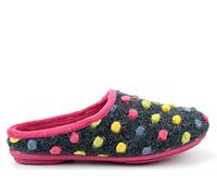 Sleepers Womens Amy Knitted Textile Memory Foam Mule Slippers Fuchsia/Multi 6 UK