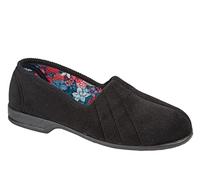 Sleepers Womens Audrey III Roll Top Slippers with Rubber Sole Black 4 UK