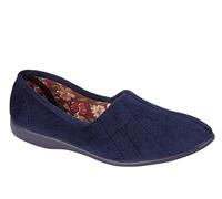 Sleepers Womens Audrey III Roll Top Slippers with Rubber Sole Navy Blue 6 UK