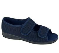 Sleepers Womens Betty Wide Open Touch Fastening Washable Extra Wide Slippers Navy Blue (EEEE Fitting) 6 UK