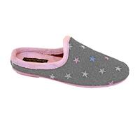 Sleepers Women's Ellie Star Motif Mule Slippers in Pale Grey | Size: 5 Sleepers Pale Grey 5