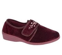 Sleepers Womens Elsie Touch Fasten Memory Foam Wedge Heel Wide Fit Slippers Burgundy (E Fitting) 8 UK