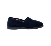 Sleepers Women's Fan Stitch Wide Fitting Slippers in Navy | Size: 9 Sleepers Navy 9