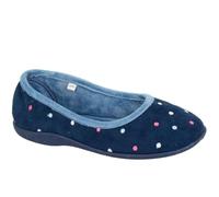 Sleepers Womens Isla Memory Foam Dotted Ballerina Slippers Blue/Turquoise 8 UK