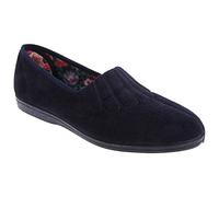 Sleepers Womens/Ladies Fan Stitch Wide Fitting Slippers (6 UK) (Navy Blue)